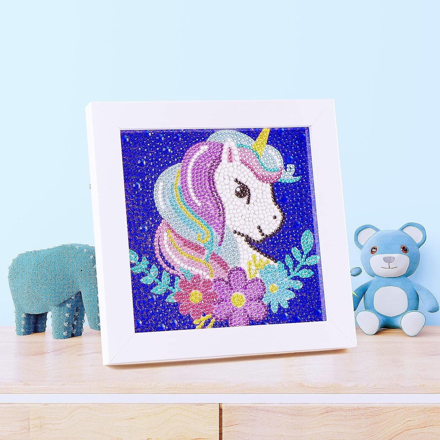 5D Diamond Painting Kit for KidsWooden Frame Diamond Arts and Crafts for Kids Ages 6-8-10-12 DIY Gem Art Dot Art Gift