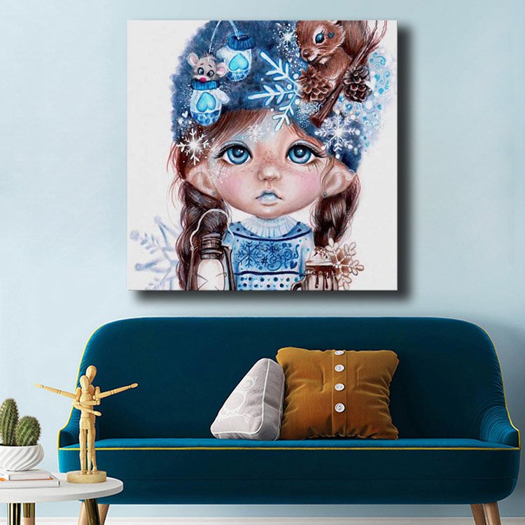 Ever Moment Diamond Painting Full Square Round Resin Drill Handmade Decoration Mosaic Kit Embroidery Cartoon Girl 4Y2029