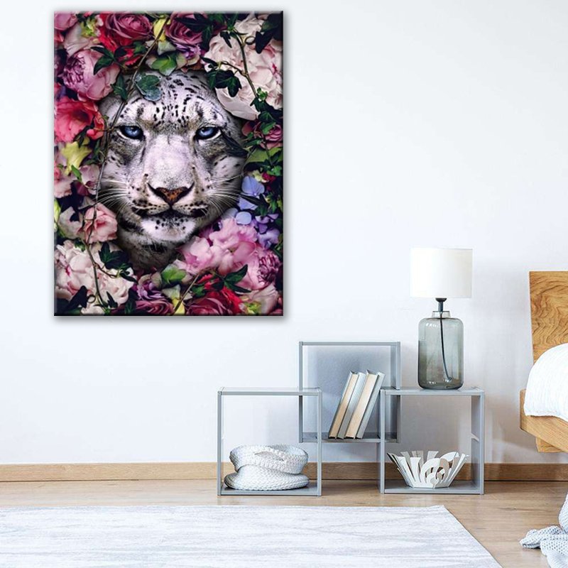Wholesale Diamond Painting Custom Resin Animal Flowers Pattern Tiger and Roses Full Drill 5d Diamond Painting Home Decoration