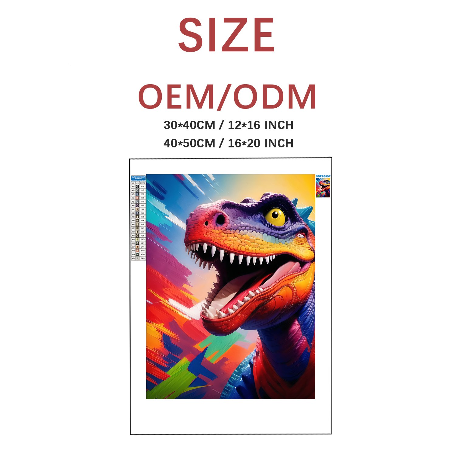Wholesale Diamond Painting DIY Custom Full Round Drills Painting Kit Animal Colorful Dinosaurs Series 5D Crystals Painting