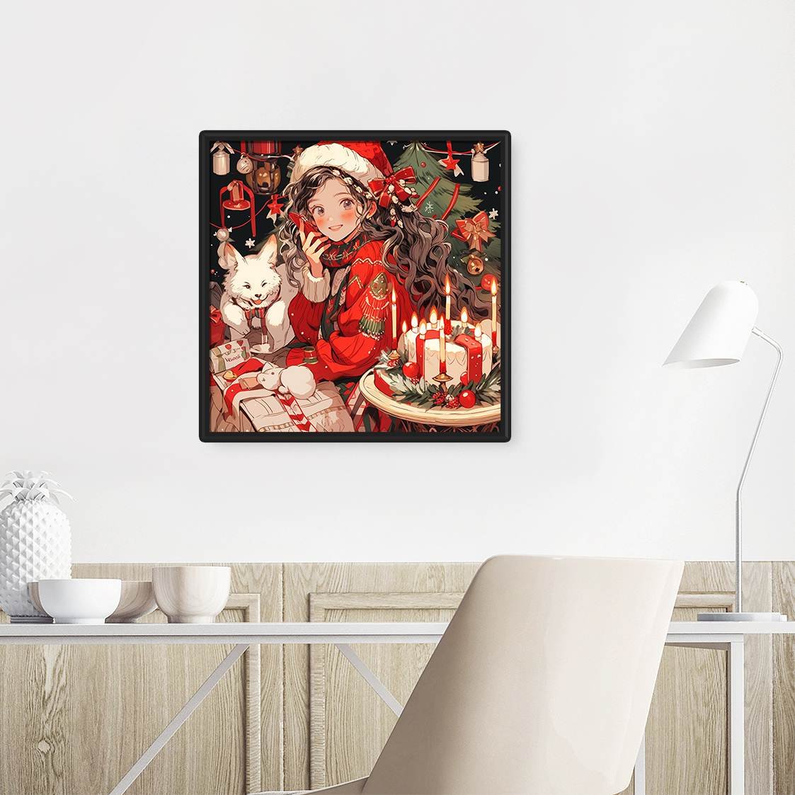 E-330 Christmas Girl Diamond Art New Design Square Drill 5D DIY Wall Art for Living Room Diamond Painting Kit for Home Decor