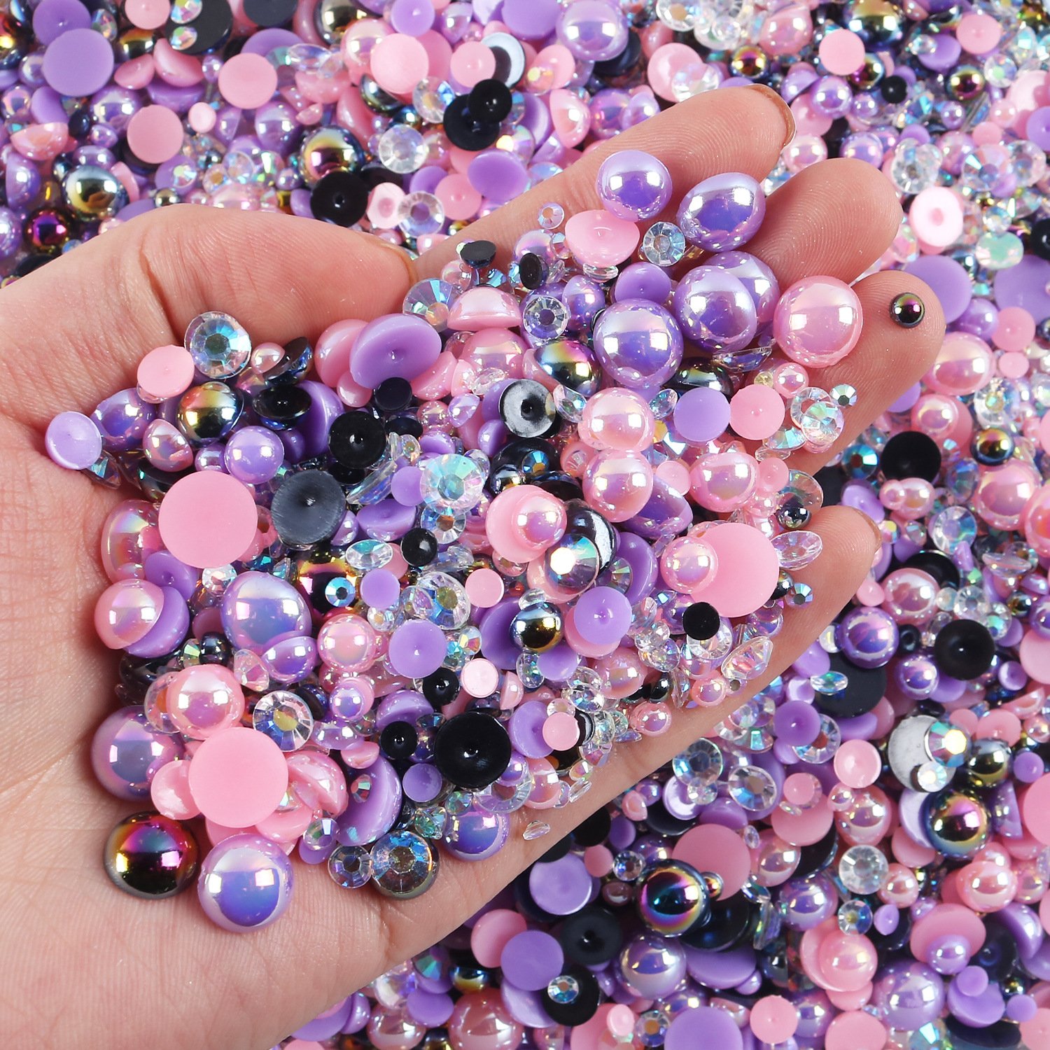 Over 100 Colors Flat Back Pearls Pink AB Rhinestone Applique Half Round Beads Flatback Pearls For Diy Decoration