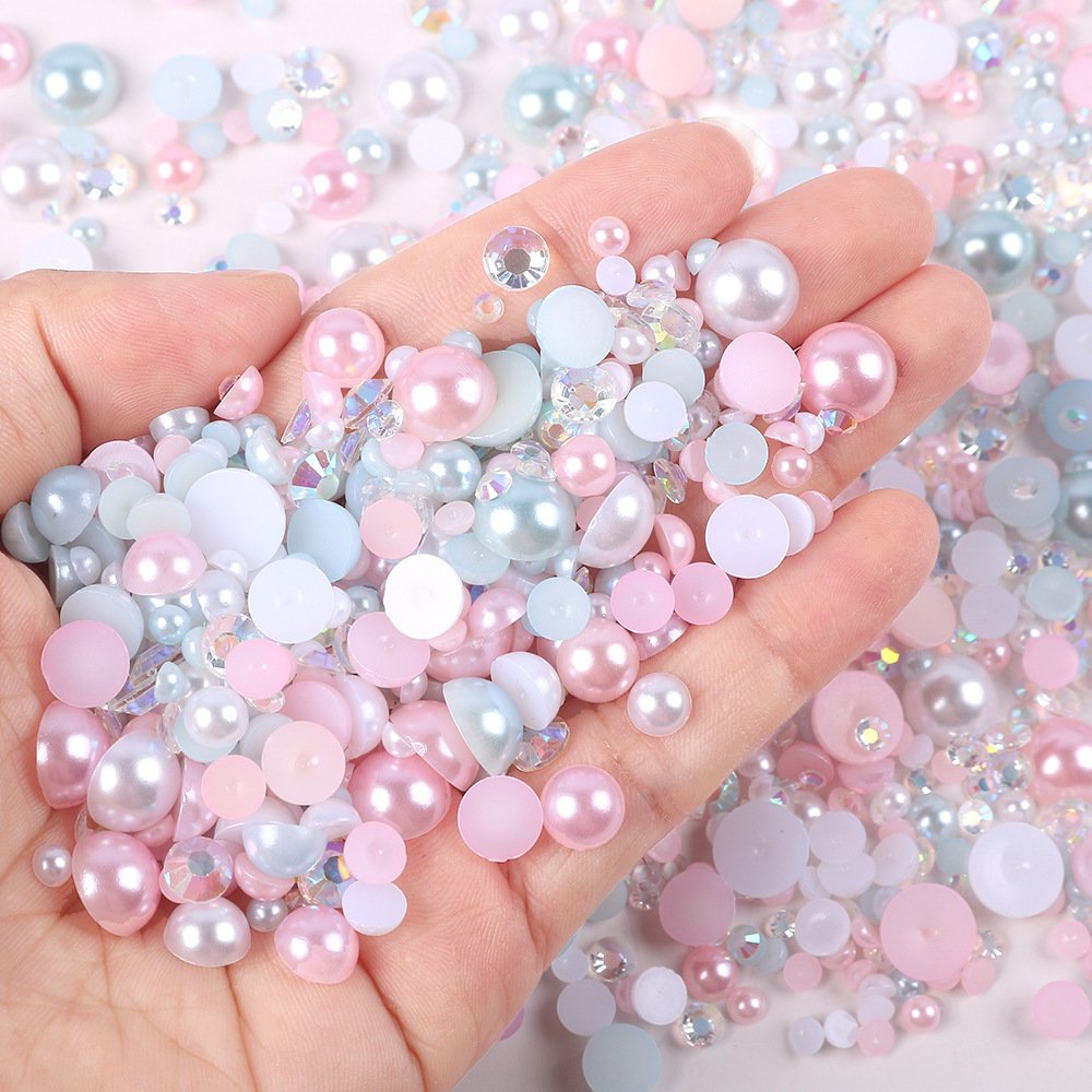 Over 100 Colors Flat Back Pearls Pink AB Rhinestone Applique Half Round Beads Flatback Pearls For Diy Decoration