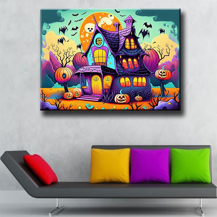 Diamond Painting With Special Drills AB Crystal Glow-in-the-Dark Stone Pumpkin Bat House Halloween Gift Decoration ASF2770
