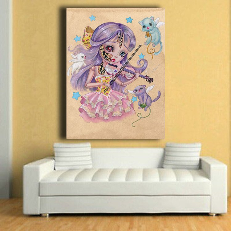 Ever Moment Diamond Art Painting Kit Little Girl Cartoon Demon Diamond Embroidery Mosaic Cross Stitch Handmade Gift S2F2767