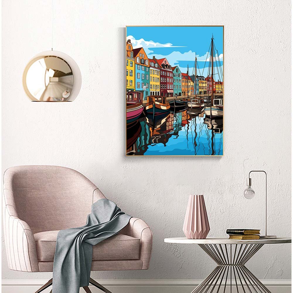 Landscape painting Draw Full Diamond painting Kits DIY Adult port city Diamond Painter Home Wall art Decoration Gift