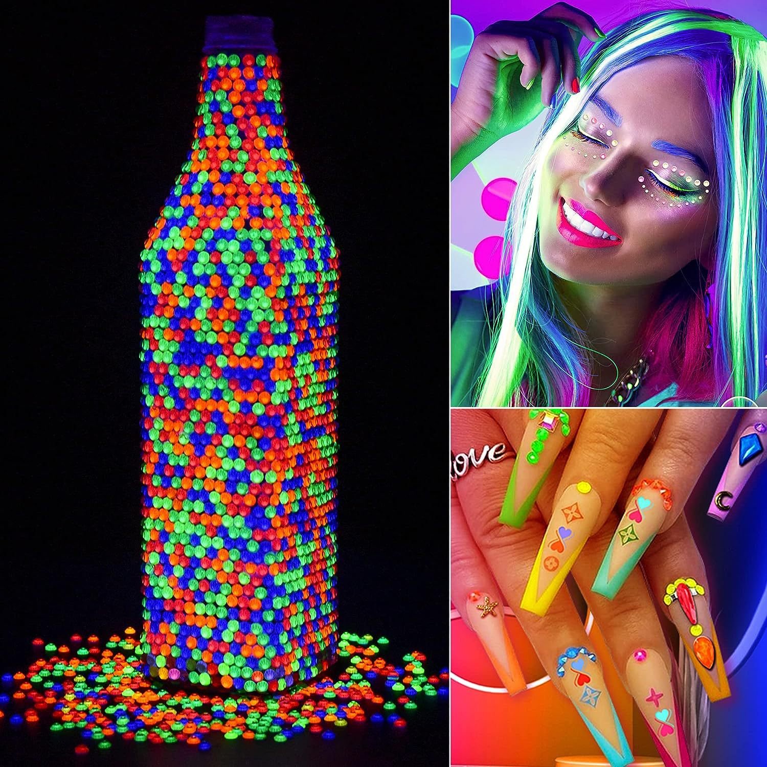 3mm 5000PCS Luminous Flat Back Resin Non Hot Fix Rhinestone Jelly Neon Nail Glow in the Night Rhinestones
