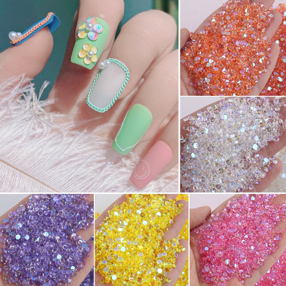 3mm 5000PCS Flat Back Resin Transparent Crystal Aurora AB Rhinestones Round Gems for Diy Crafts