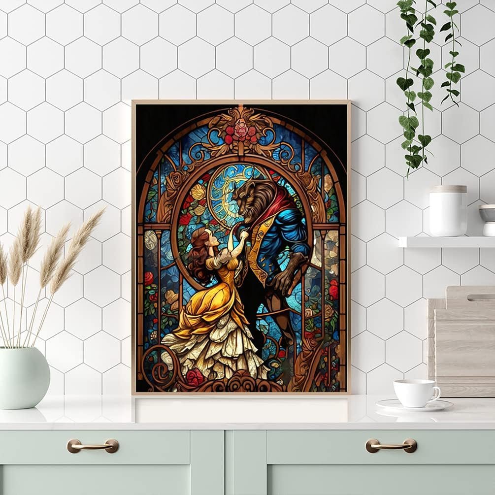 Diamond Painting Kits for Adults - Beauty and The Beast DIY 5D Diamond Art Kits Full Drill Diamond Dots Paintings