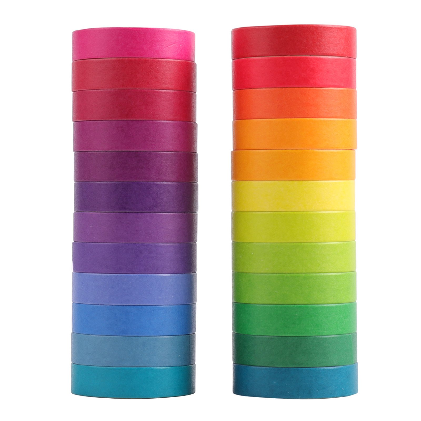 24 Rolls Washi Masking Tape Set,0.9mm Wide Colorful Rainbow Decorative Writable Craft Washi Tape for DIY Scrapbook Designs
