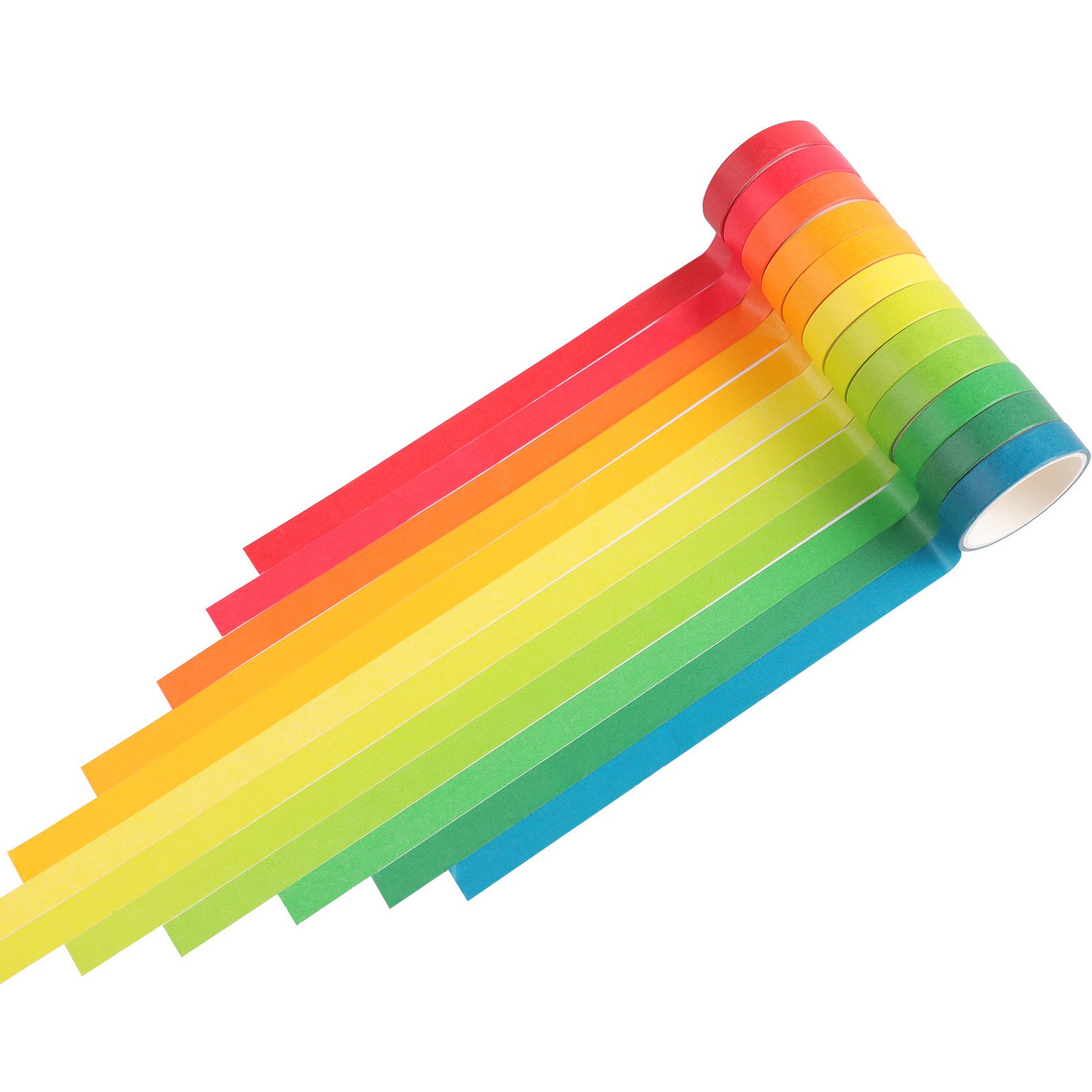 24 Rolls Washi Masking Tape Set,0.9mm Wide Colorful Rainbow Decorative Writable Craft Washi Tape for DIY Scrapbook Designs