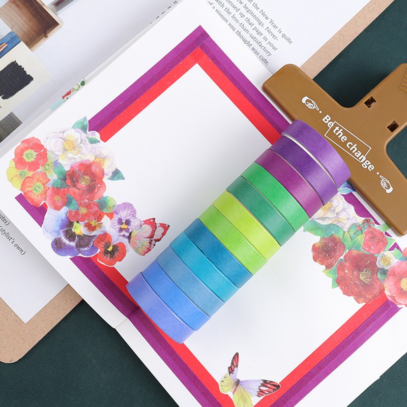 24 Rolls Washi Masking Tape Set,0.9mm Wide Colorful Rainbow Decorative Writable Craft Washi Tape for DIY Scrapbook Designs