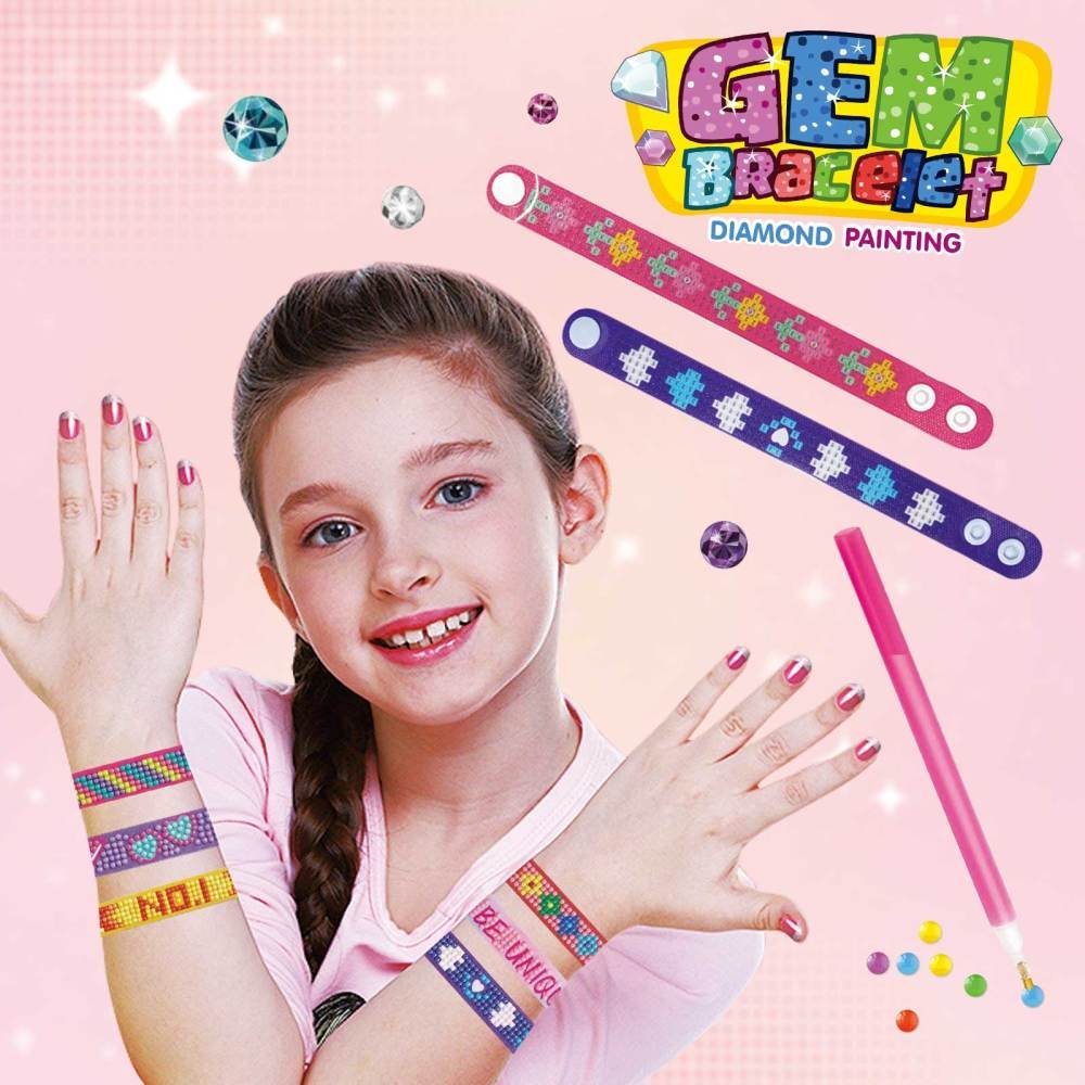 Sticker Bracelet Art and Craft Gem Painting Kit Gem Marked with Diamonds 5D Diamond Stickers for Kids