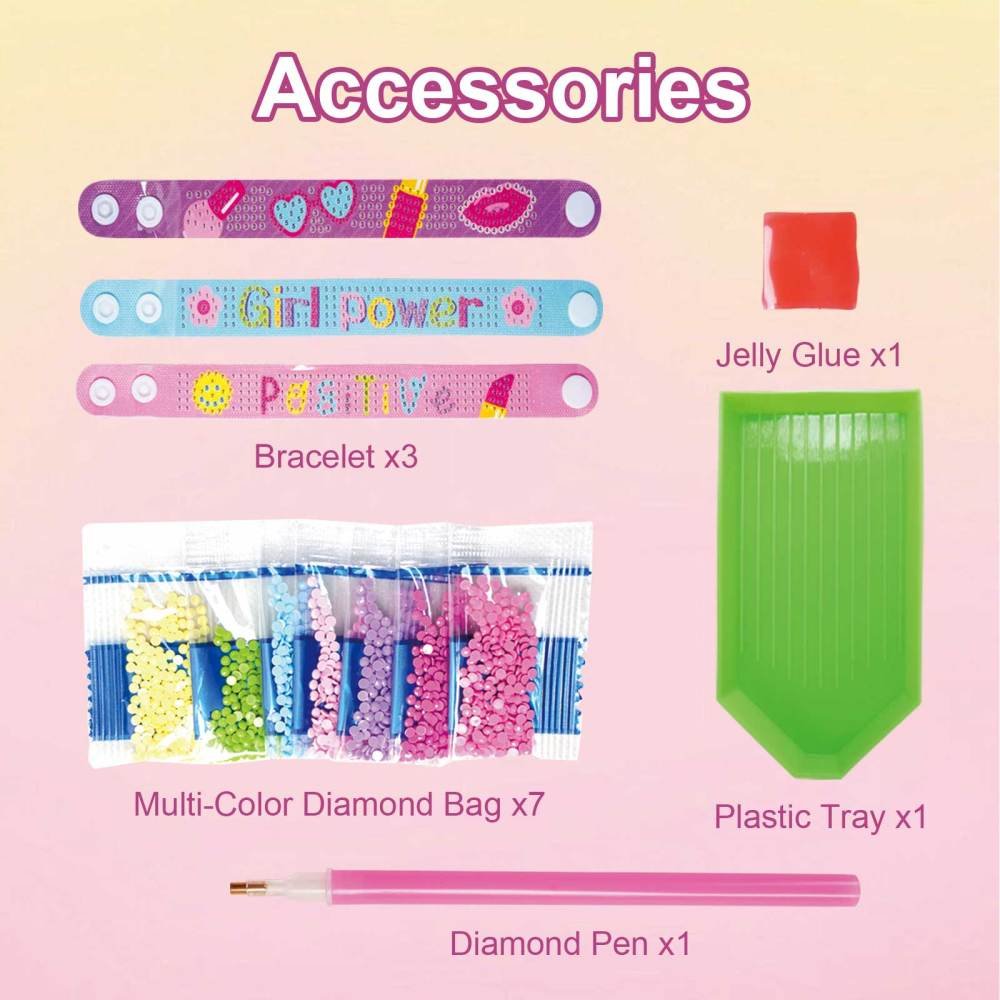 Sticker Bracelet Art and Craft Gem Painting Kit Gem Marked with Diamonds 5D Diamond Stickers for Kids