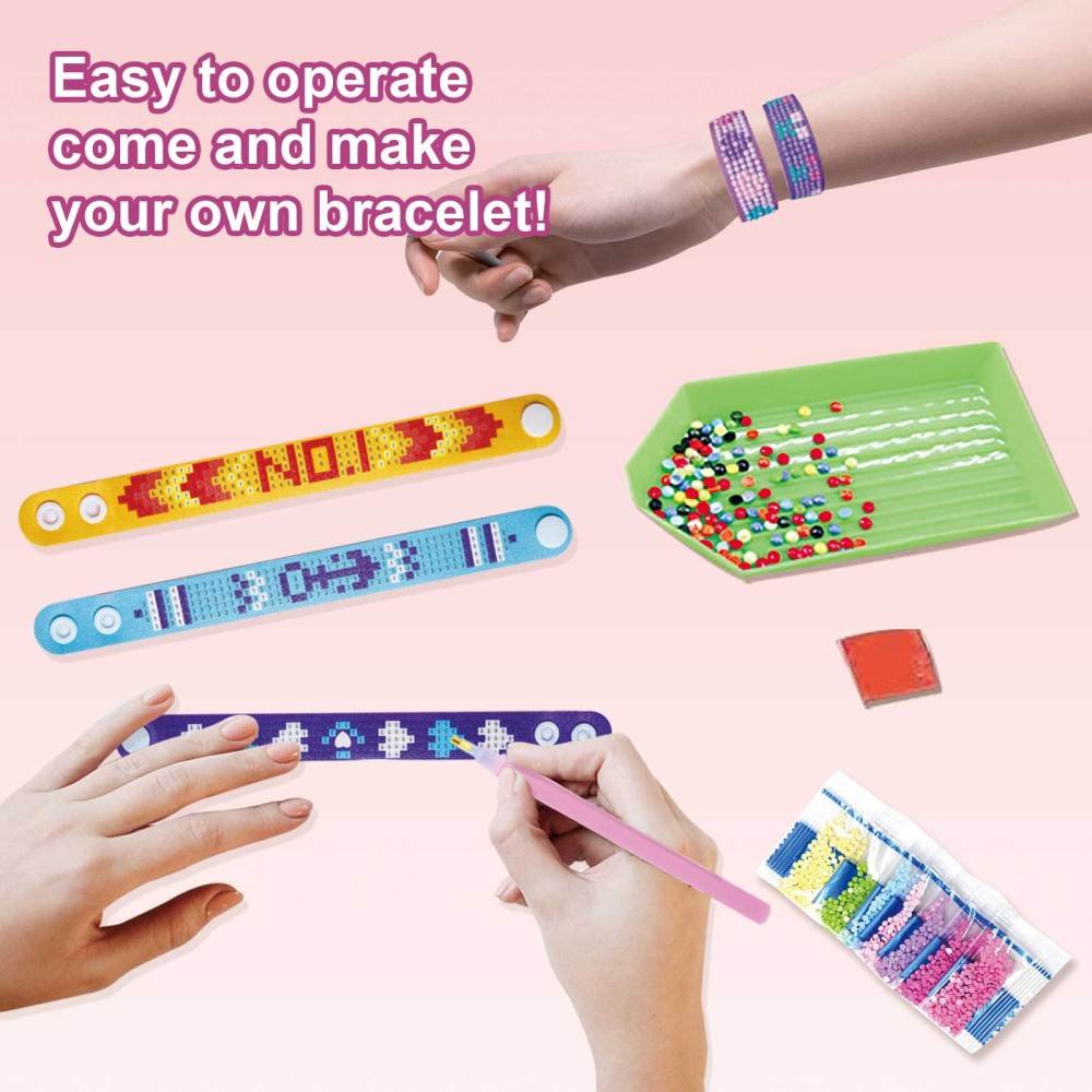 Sticker Bracelet Art and Craft Gem Painting Kit Gem Marked with Diamonds 5D Diamond Stickers for Kids