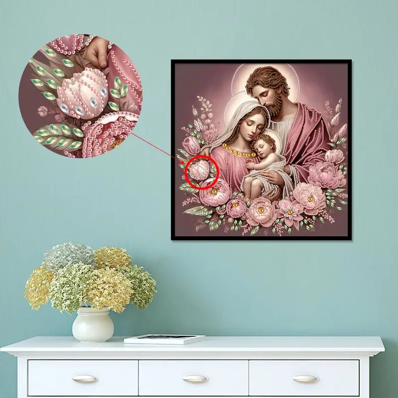 1PC 5D Irregular Diamond Art Painting Kit God's Family Picture DIY Handmade Mosaic Perfect Gift Adults Home Wall Decoration Oil