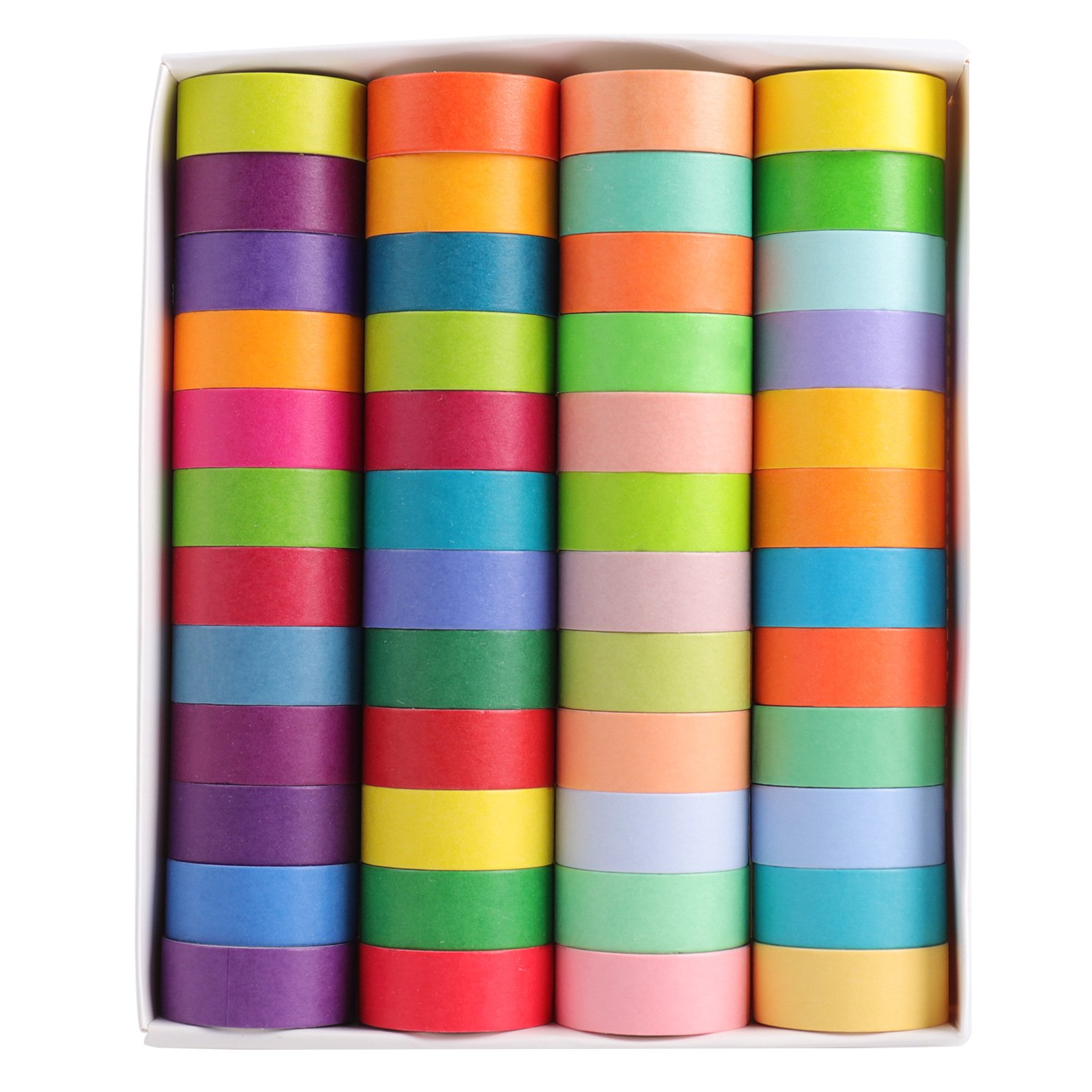 48 Rolls Colorful Rainbow Decorative Washi Masking Tape Set for for DIY Diamond Art,Journals,Planners,Scrapbook,Wrapping