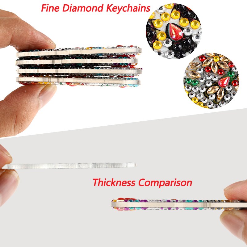 Christmas Diamond Painting Keychains Snowman Elk 4 pcs Pack 5d DIY Diamond Painting Keychain Kit
