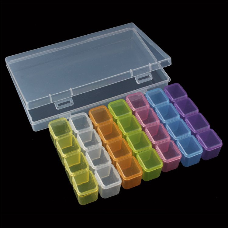 Diamond Painting Tool 28 Grid Jewelry Diamond Painting Storage Box Detachable Plastic Transparent Color Box