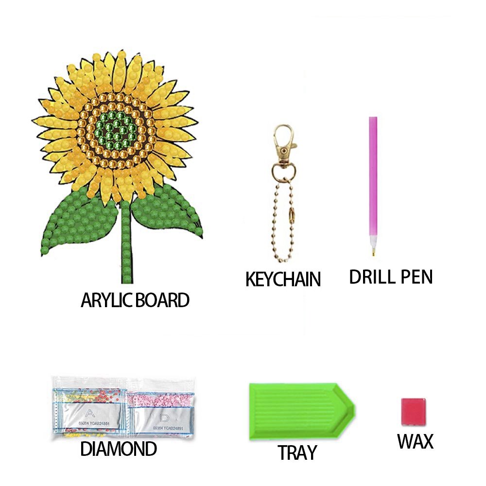 Customized DIY Diamond Painting Keychain Kit Cute Cartoon Mosaic Diamond Acrylic Keychain For Kids Bag Accessories