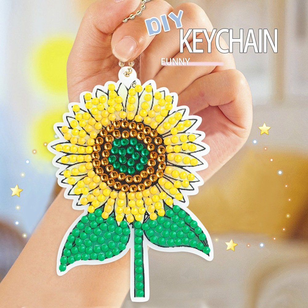 Customized DIY Diamond Painting Keychain Kit Cute Cartoon Mosaic Diamond Acrylic Keychain For Kids Bag Accessories