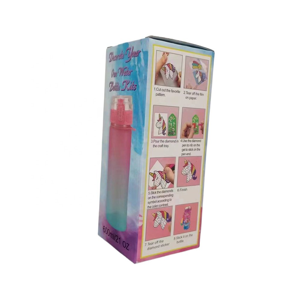 Wholesale DIY Gem Crafts New Trending Cartoon Diamond Art Painting Stickers Plastic Tumbler Cup KIds Water Bottle For Children