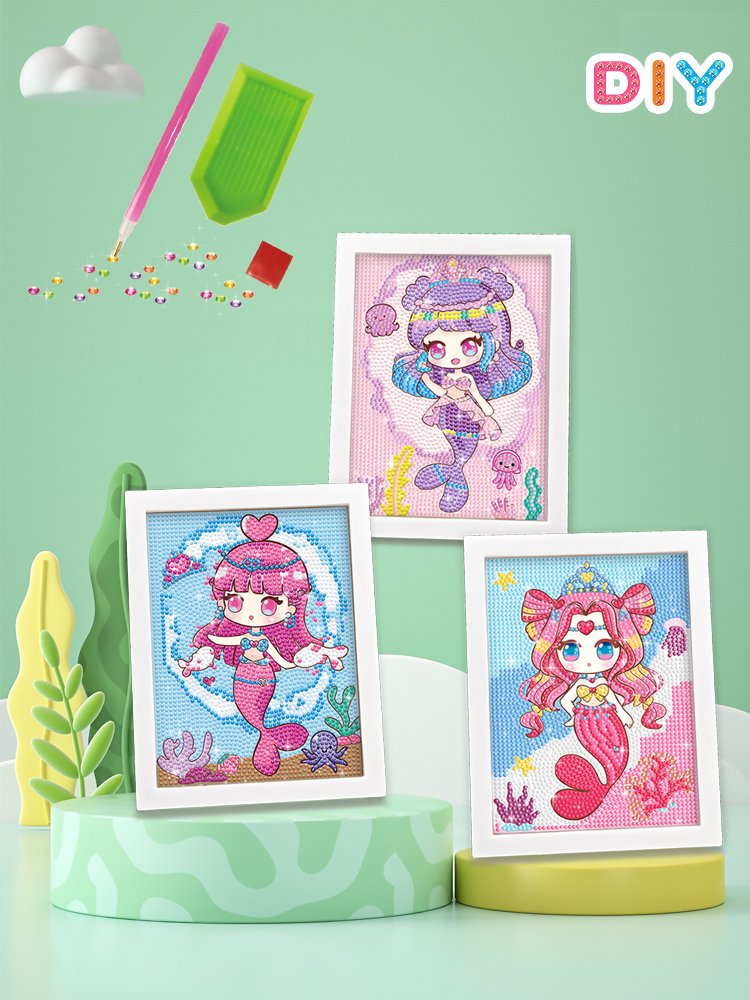New High Quality And Children's Diamond Frame Set Mermaid Diamond Art Painting Set