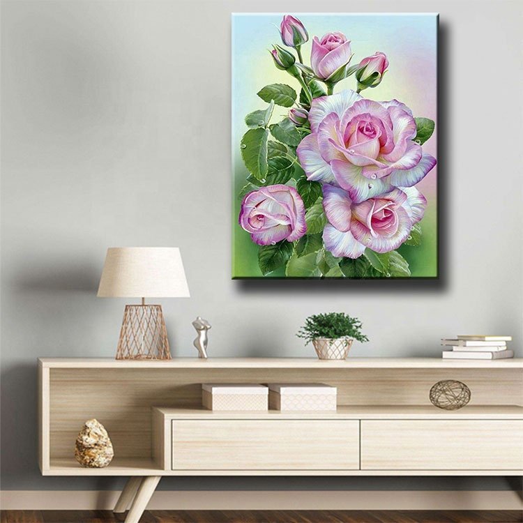 Ever Moment Picture Of Rhinestone Pink Flower Mosaic Decoration For Home Decor 3F2277