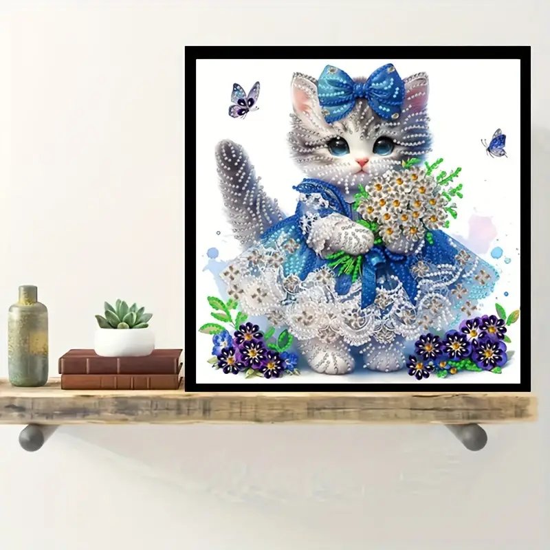 Animal Theme Cat Pattern 5D Diamond Painting Kit DIY Canvas Craft Irregular Shaped Diamonds Family Friends Gift Size