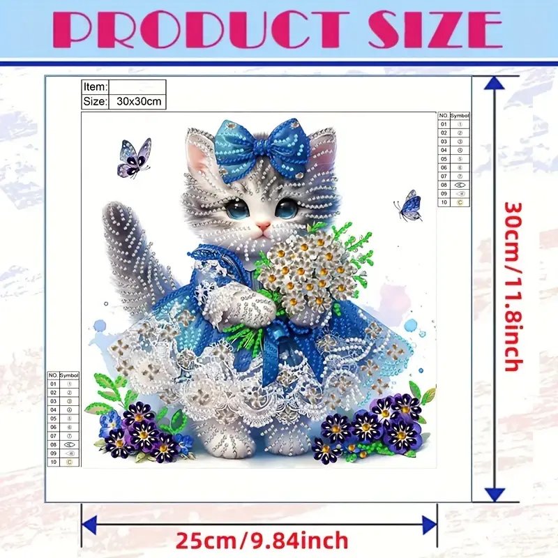 Animal Theme Cat Pattern 5D Diamond Painting Kit DIY Canvas Craft Irregular Shaped Diamonds Family Friends Gift Size