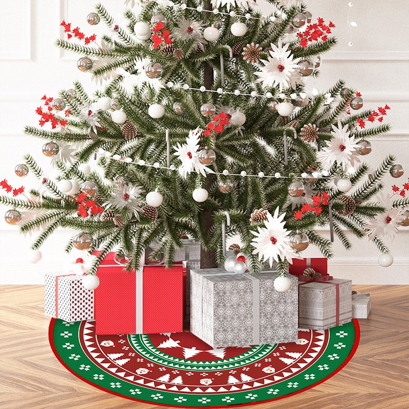 New Christmas Tree Skirt Exquisite Printed Tree Bottom Decoration Tree Skirt