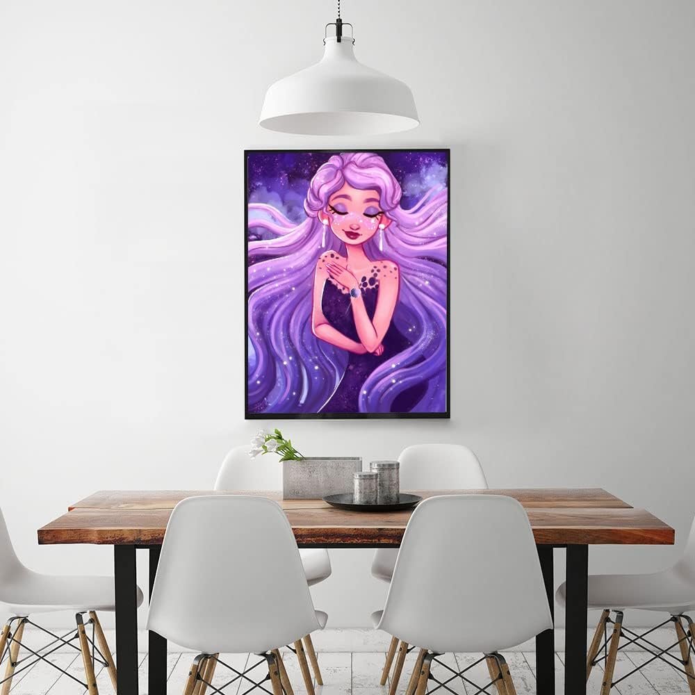 DIY Diamond Painting Kits for Adult,Long Hair Princess 5D Diamond Art Paintings Full Drills Jewel Cross Stitch Embroidery,