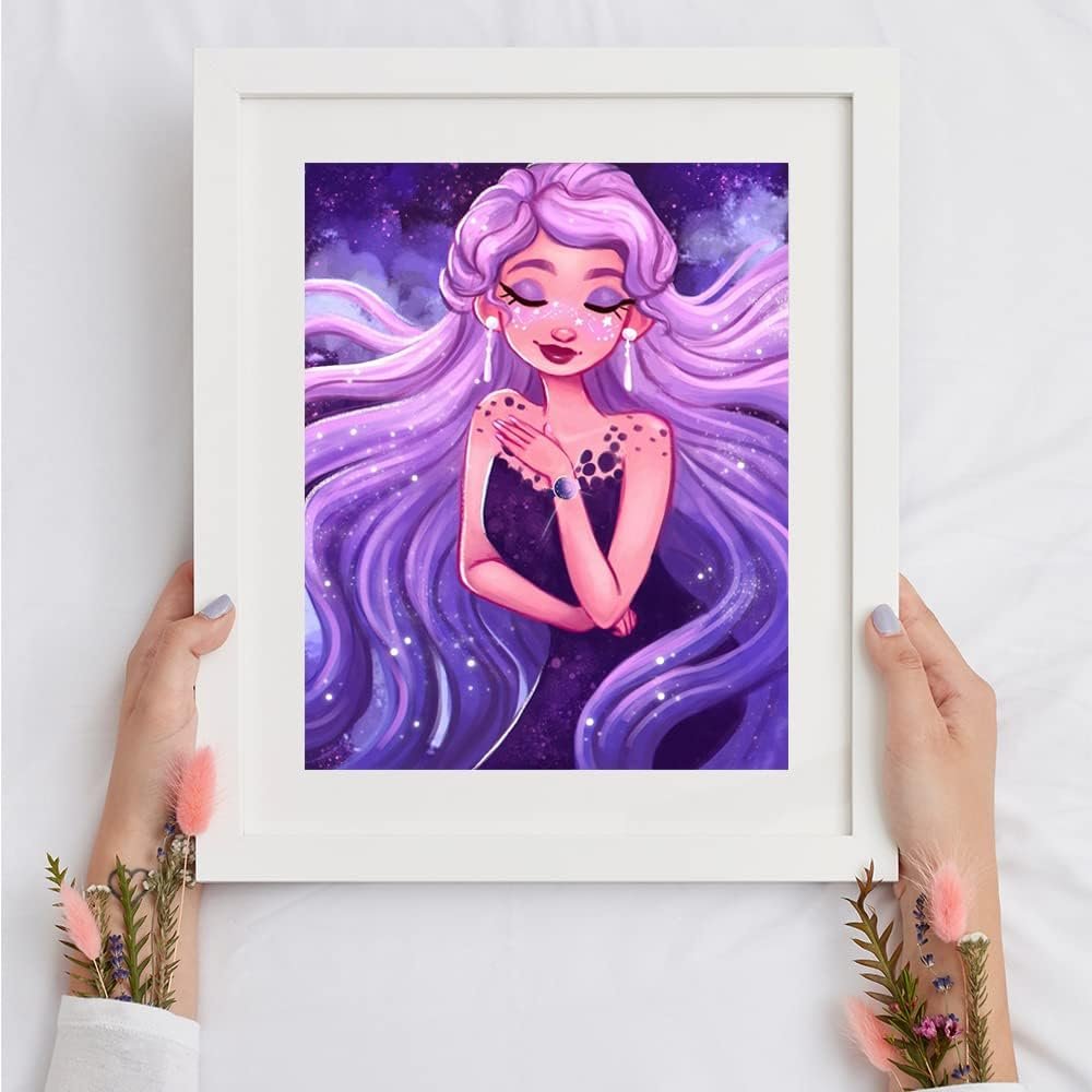 DIY Diamond Painting Kits for Adult,Long Hair Princess 5D Diamond Art Paintings Full Drills Jewel Cross Stitch Embroidery,