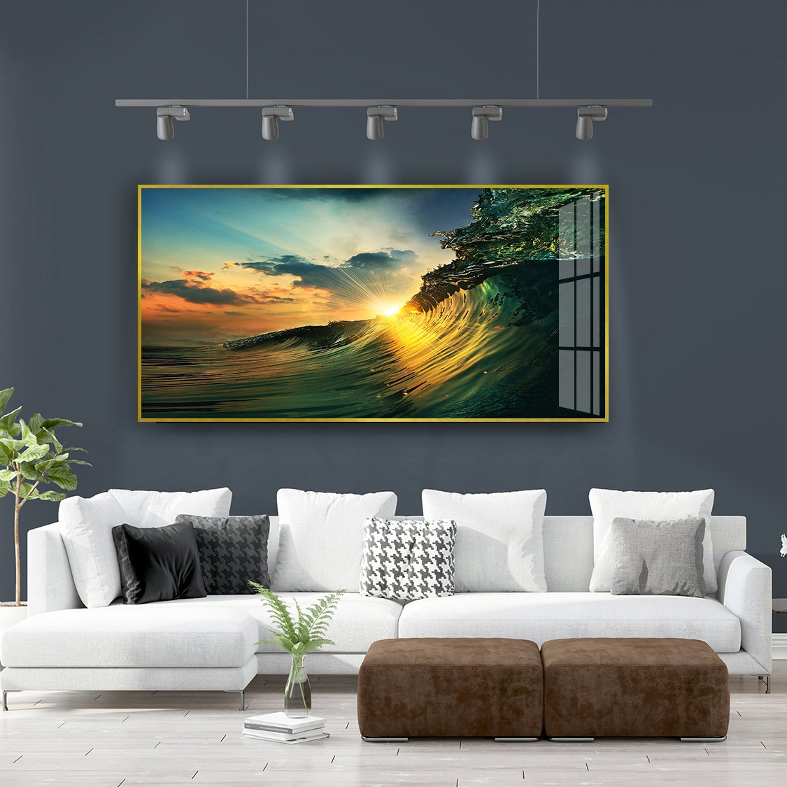 Sunset Coconut Tree Living Room Sofa Background Decoration Painting High Grade Background Wall Crystal Porcelain Painting