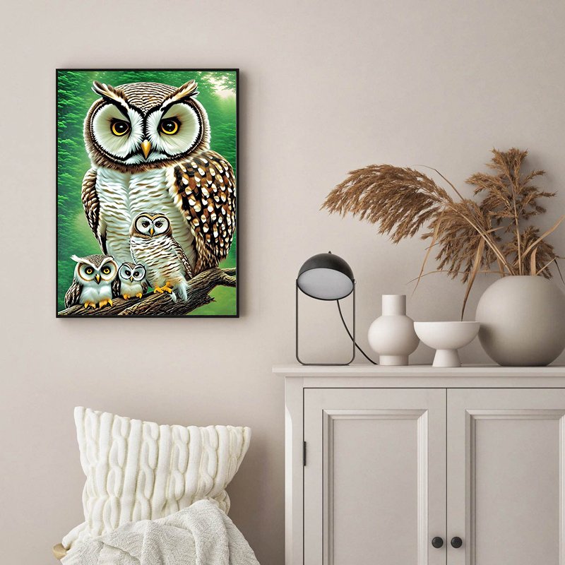 Wholesale Diamond Painting for Adults Animals Owls Family Pictures Kit DIY Diamond Painting Resin Beads Customization