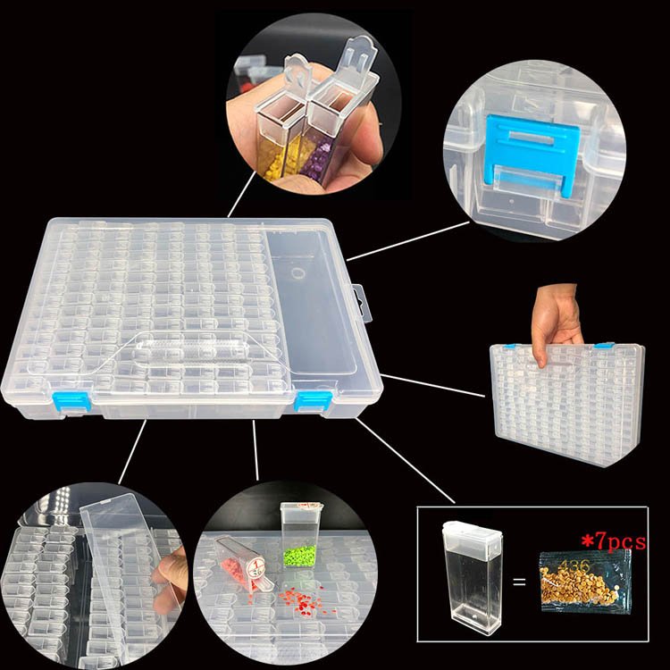 124 Bottles Plastic Storage Box Nail art Diamond Painting Accessories Tools Beads Container Box Jewelry Diamond Storage Box