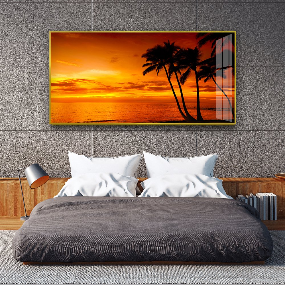 Urban aerial photography poster living room background decoration painting high-end background wall crystal porcelain painting