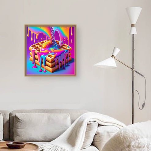 E-142 Custom Canvas Paintings 5D Full Drill Rainbow Waffle-Crystal Diamond Painting Diamond Painting