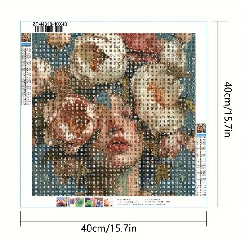 Large 40x40cm/15.7x15.7in 5D DIY Artificial Diamond Art Painting Kit Full Rhinestone Embroidery Wall Decor Home Office Room