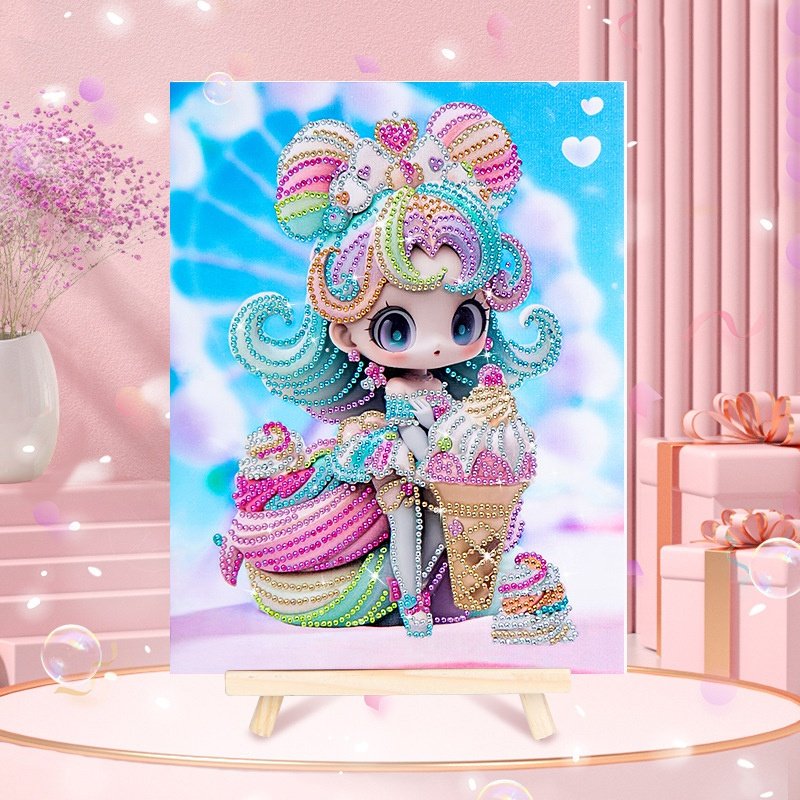 Children Diamond Painting Cartoon Special Diamonds 5D Dotz Kids Ice Cream Princess Diamond Art Painting Princess With Sub Frame
