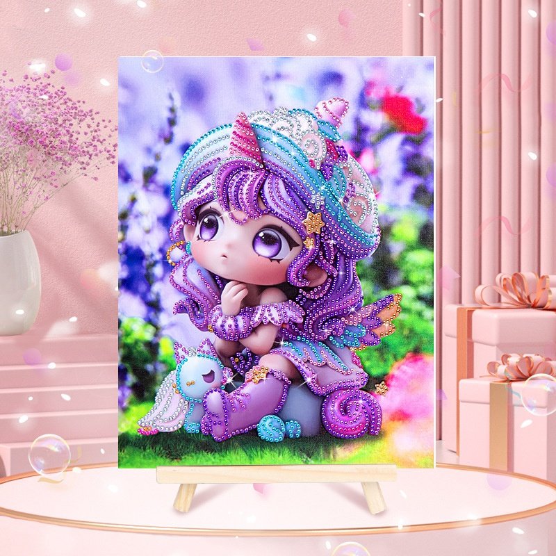 Children Diamond Painting Cartoon Special Diamonds 5D Dotz Kids Ice Cream Princess Diamond Art Painting Princess With Sub Frame