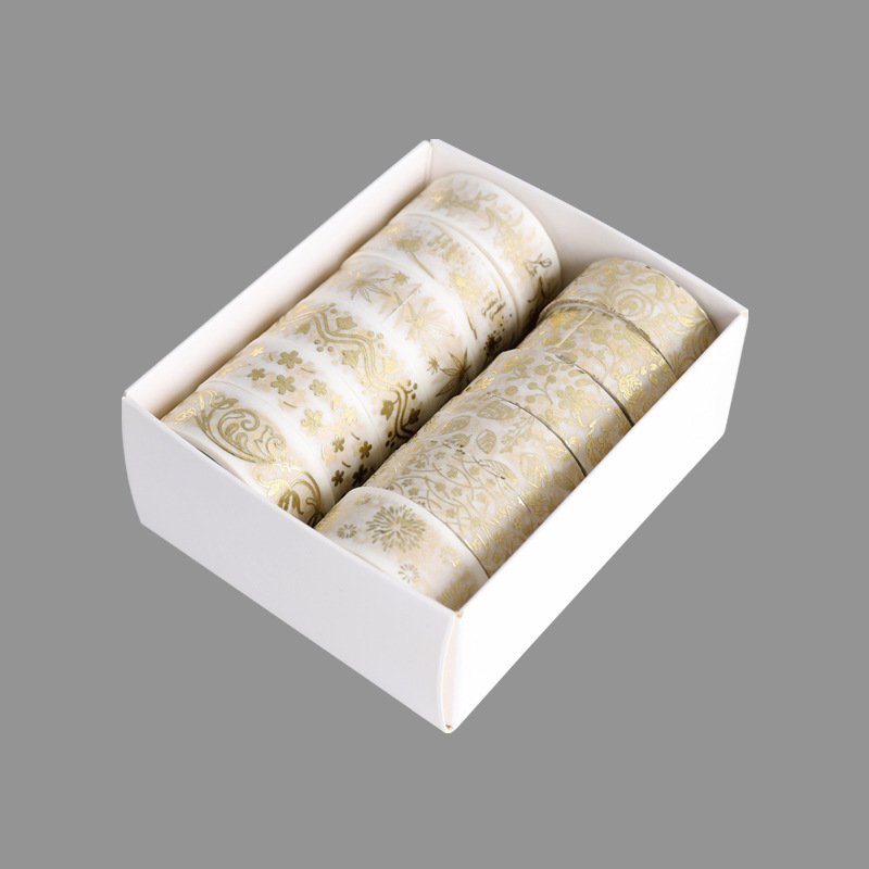 12 Rolls Gold Flower Washi Tape Set,Foil Masking Tape Adhesive Decorative Scrapbook Washi Tape for Diamond Painting