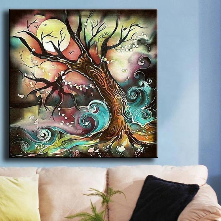 Ever Moment Diamond Painting Tree Moon Abstract Picture Mosaic Decoration S2F890