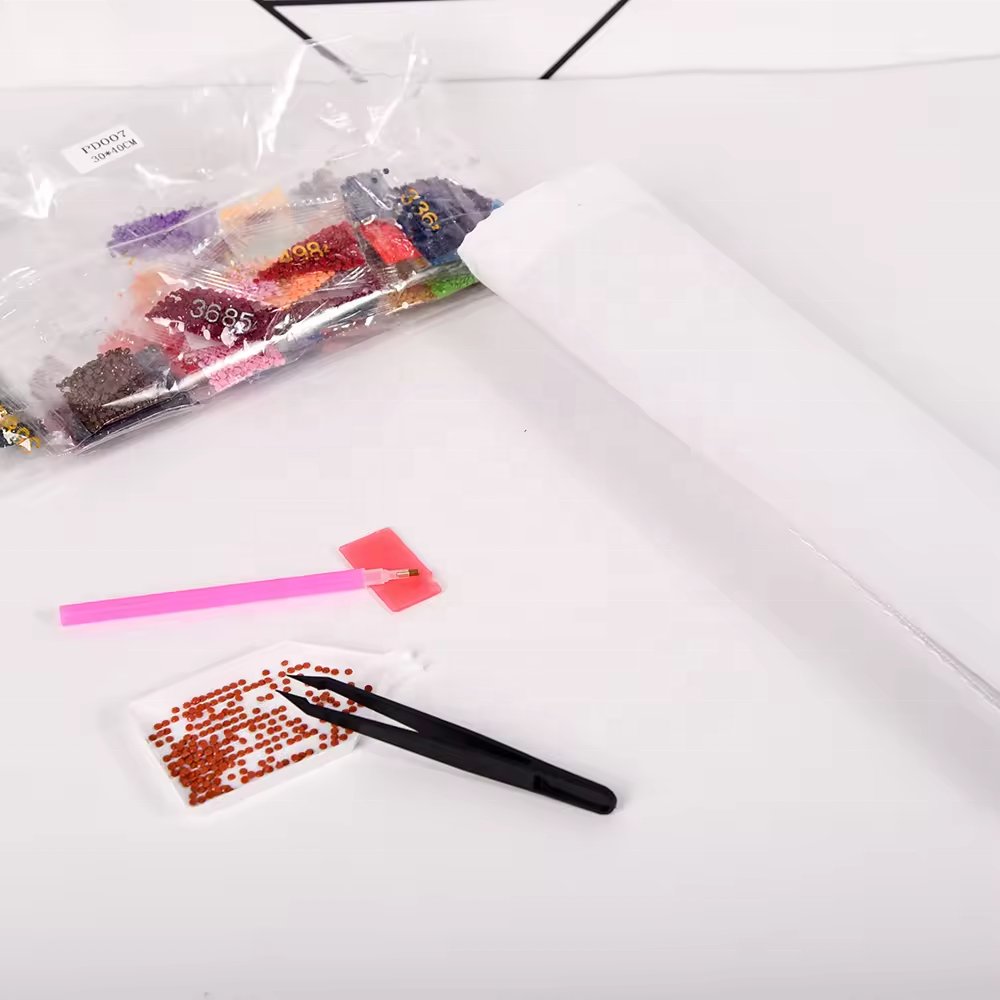 Customized Full Round Drill Red Maple Leaves Scenery Canvas 5d Diamond Art Painting Kit DIY