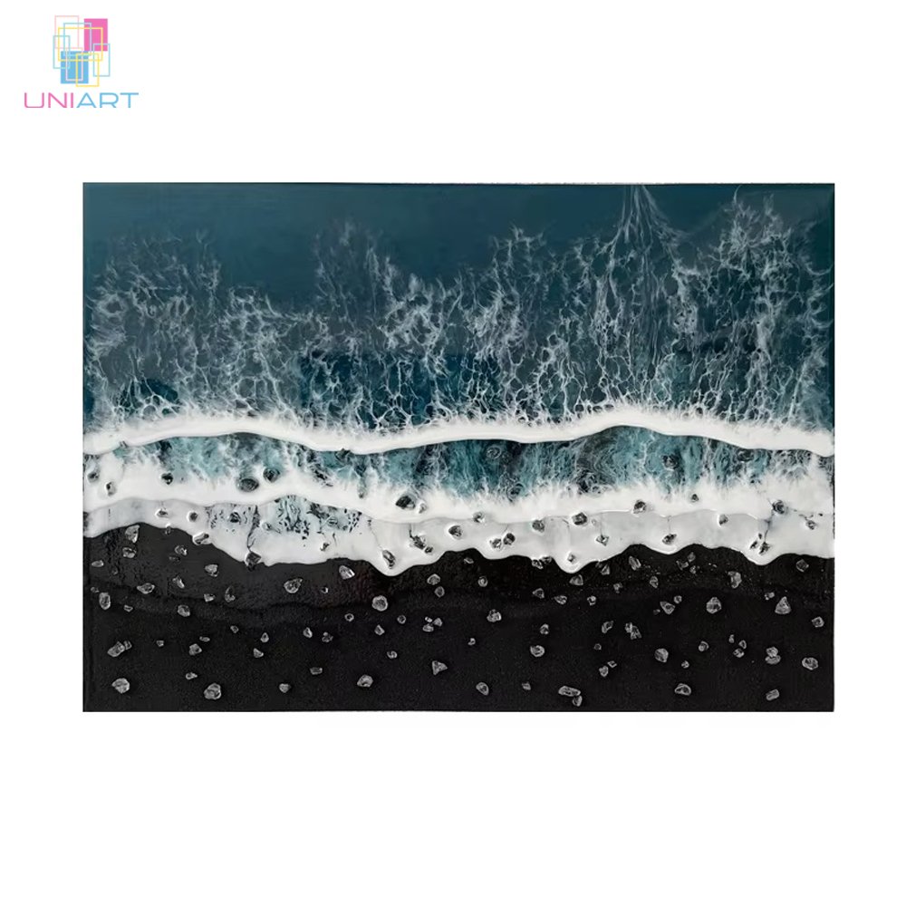 UNIART Seascape Wall Art Decor Epoxy Resin Fluid Crystals Eco-Friendly Acrylic Paints With Hand-Painted 3D Resin Art Paintings
