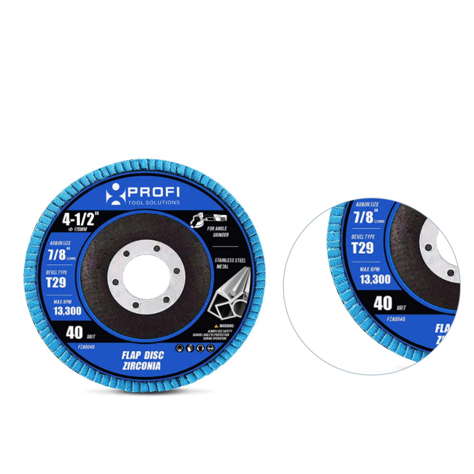 Profi grinding wheel sanding abrasive flap discs 40 GRIT for Stainless Steel and Sheet Metal (10-pack)