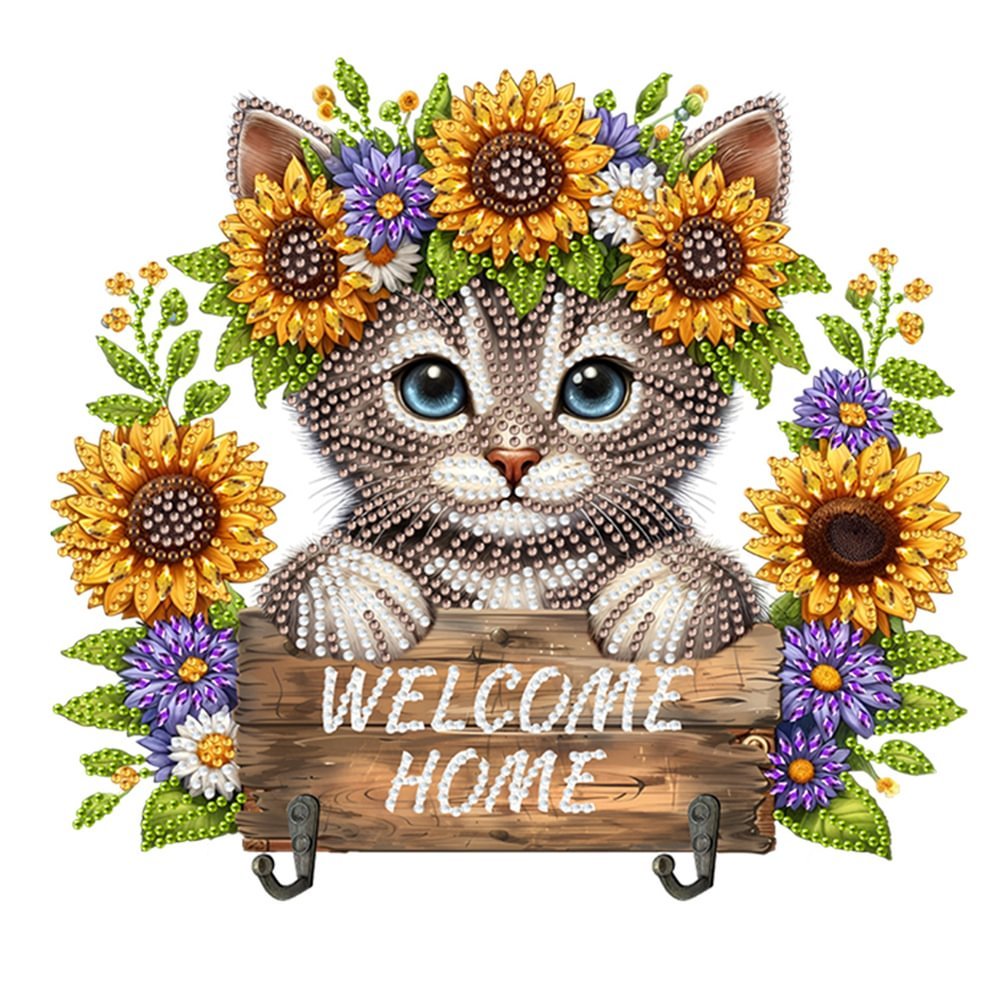 Diamond Painting Wooden Animal Wall Hooks Key Holder 5D DIY Craft