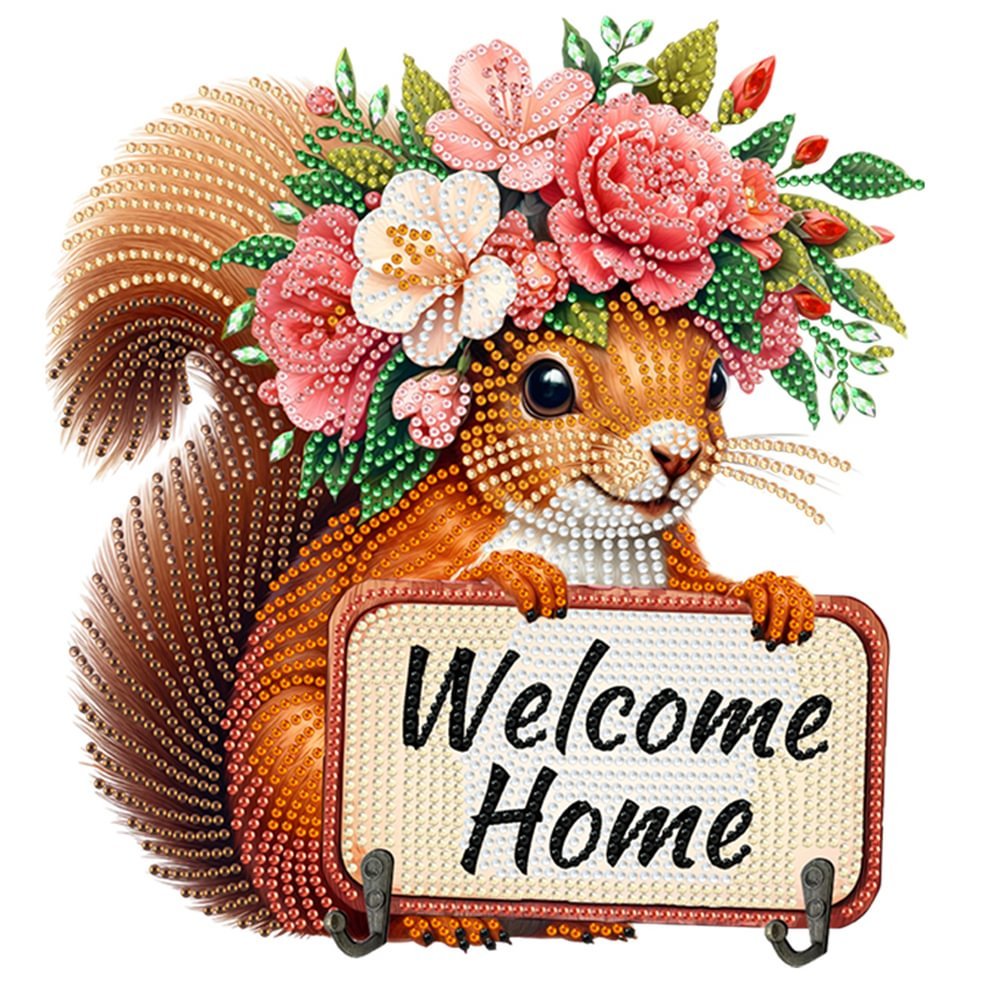 Diamond Painting Wooden Animal Wall Hooks Key Holder 5D DIY Craft
