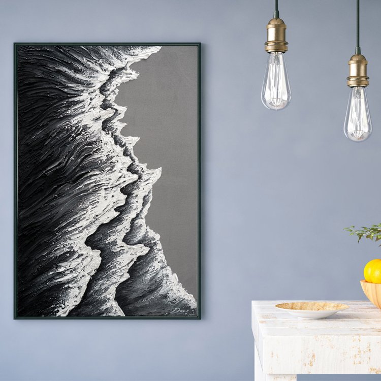 100% Hand Draws Modern High Quality Black White Abstraction Oil Painting Art On Canvas Bedroom Wall Art Home Decor