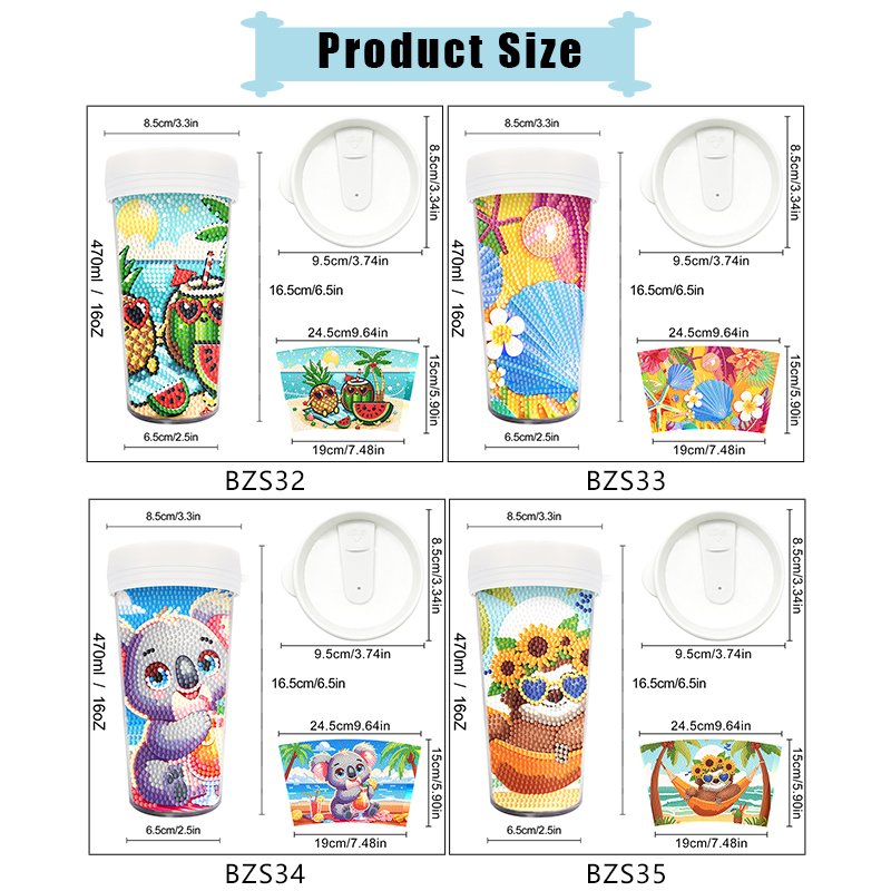 Factory Custom 470 ml/16 oZ Diamond Painting Water Cup DIY Diamond Art Crafts Diamond Painting Plastic Tumbler
